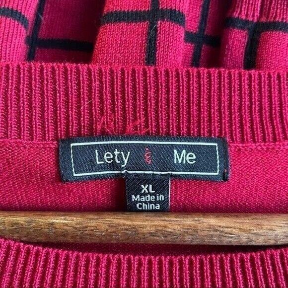 Lety & Me XL Sweater Tunic Style Crew Neck Red with Black Trim Elegant - Picture 3 of 7